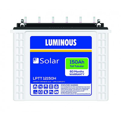 Luminous Solar LP12150H 150Ah Tall Tubular Battery, Warranty : 72 Months (60 Month full replacement + 12 Months pro-rata )