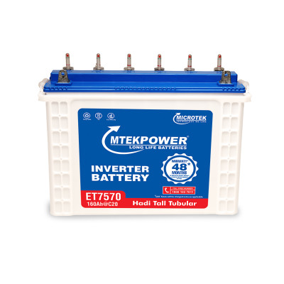 Mtek Power ET7570 TT 160 Ah Tall Tubular Inverter Battery, Warranty : 48 Months (30 Months full replacement + 18 Months Pro-Rata)