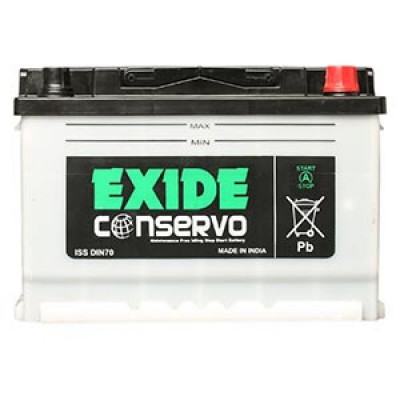 Exide Conservo DIN70 ISS 70Ah Battery, Warranty : 60 Months (30 Months Full Replacement + 30 months Pro-Rata)