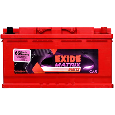 Exide Matrix MTREDDIN90 Battery, Warranty : 66 Months (36 Months Full Replacement + 30 Months Pro-Rata)