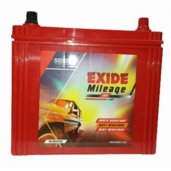 Exide Mileage MLN55 (ISS) 45Ah Battery, Warranty : 55 Months (30 Months Full Replacement + 25 Months Pro-Rata) 