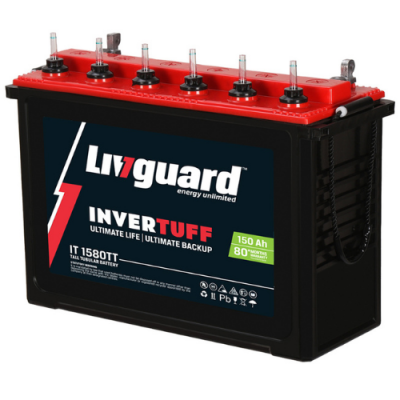 Livguard Invertuff IT1580TT 150Ah Inverter Battery, Warranty : 80 Months (60 Months Full Replacement + 20 Months Pro-rata)