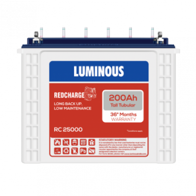 Luminous Red Charge RC25000TT (200 Ah), Warranty : 36 Months (18 Months full replacement + 18 Months Pro-Rata)