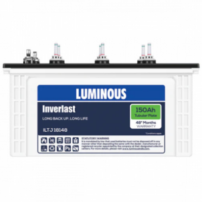 Luminous Inverlast ILTJ18148 150Ah Inverter Battery, Warranty : 48 Months (36 Months full replacement + 12 Months Pro-Rata)
