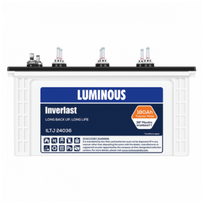Luminous ILTJ24036 180Ah Inverter Battery, Warranty : 36 Months (24 Months full replacement + 12 Months Pro-Rata)