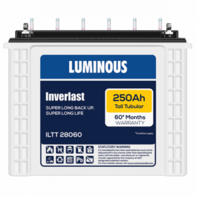 Luminous Inverlast ILTT28060 250Ah Inverter Battery , Warranty : 60 Months (36 Months full replacement + 24 Months Pro-Rata)