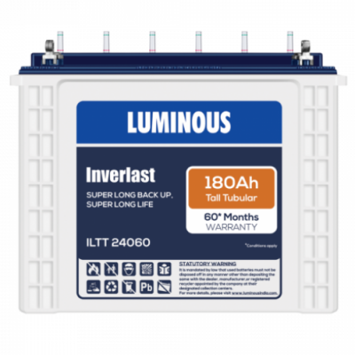 Luminous Inverlast ILTT24060 180Ah Inverter Battery, Warranty : 60 Months (36 Months Full replacement + 24 Months Pro-Rata) 